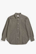 Chemise - Une chemise ajustée, au corps plus large, confectionnée dans un mélange de coton texturé à carreaux teints en fil - Une chemise ajustée, au corps plus large, confectionnée dans un méla…