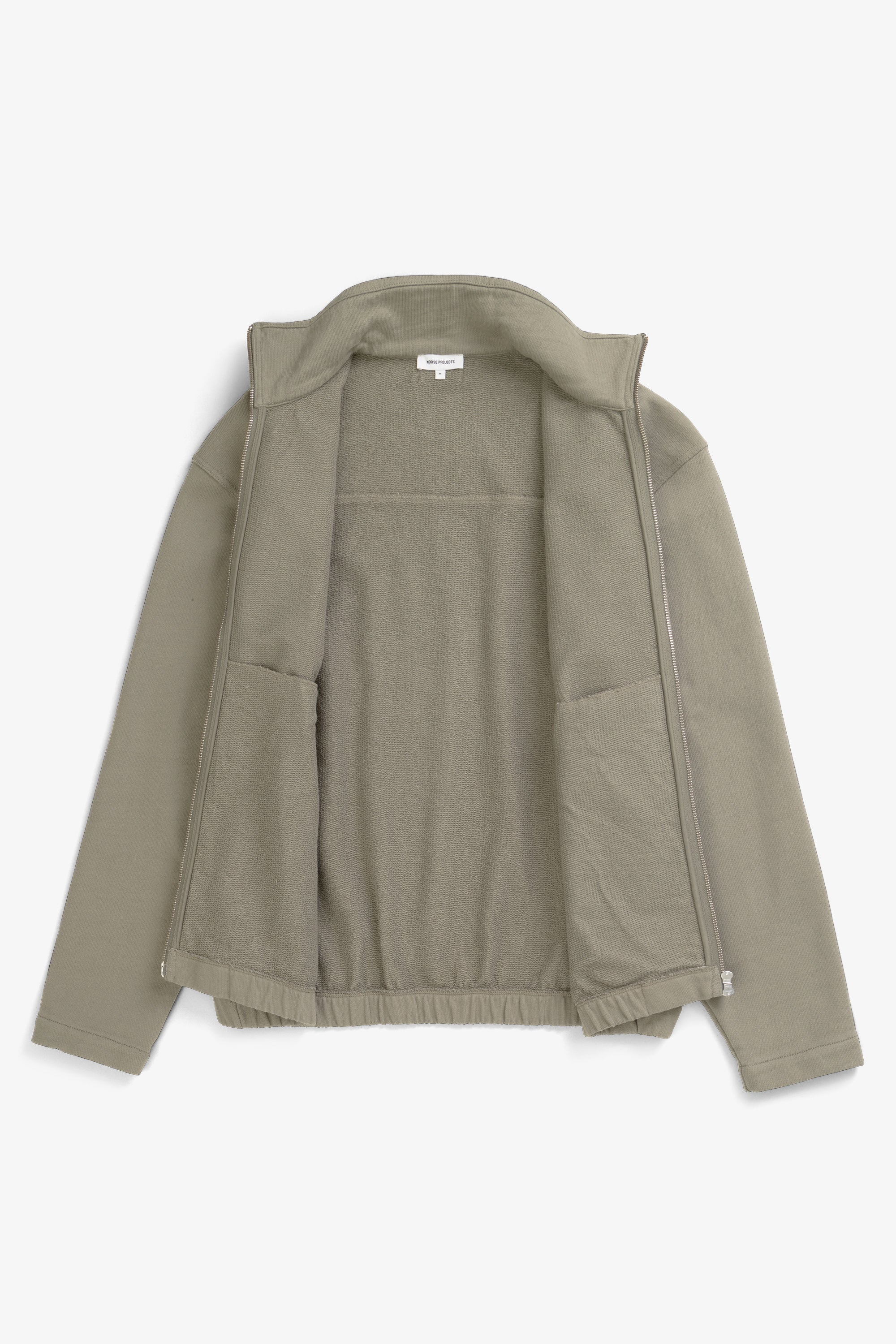 Veste de survêtement en molleton bouclette bio décontractée – Une veste de survêtement à coupe décontractée avec manches montées, confectionnée en molleton bouclette de coton bio épais