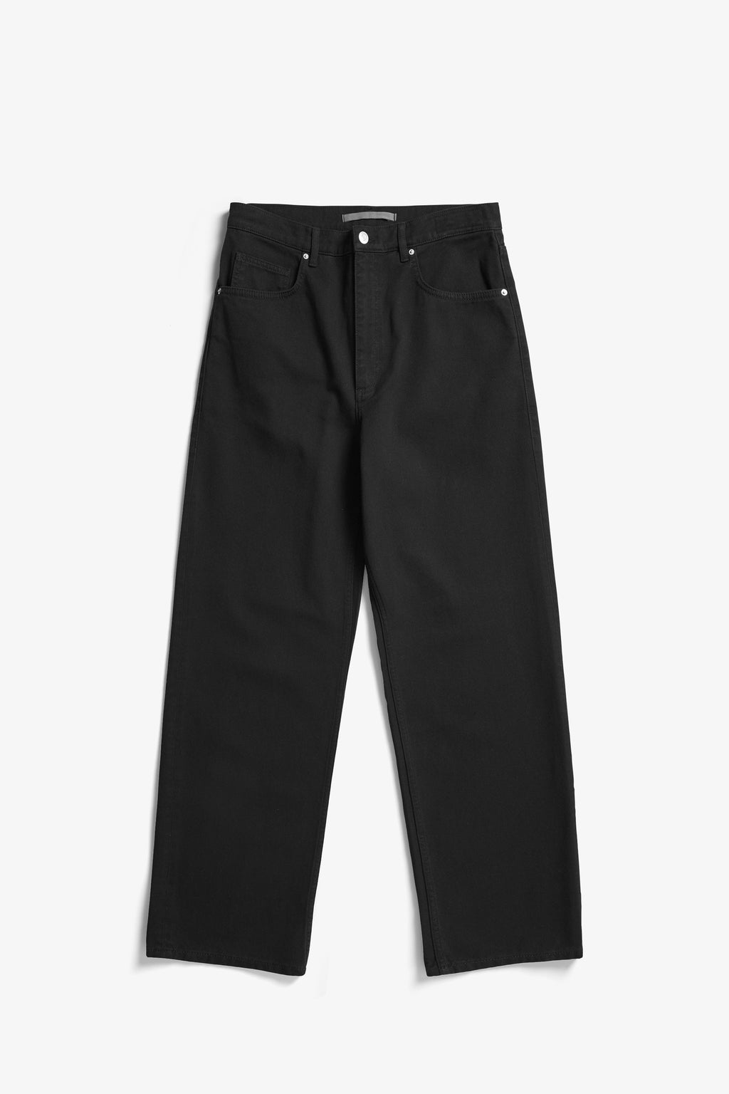 5 Poches - Pantalon ample cinq poches en sergé épais 3x1 teint en pièce - Coupe taille haute et jambe plus large, légèrement fuselée du genou à la…