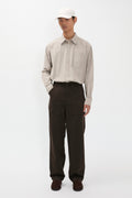 Pantalon en chevron de coton et laine décontracté – Doté de poches de style treillis à l'avant et à l'arrière, d'une braguette zippée et d'une fermeture boutonnée – Doté de poches de style treillis…
