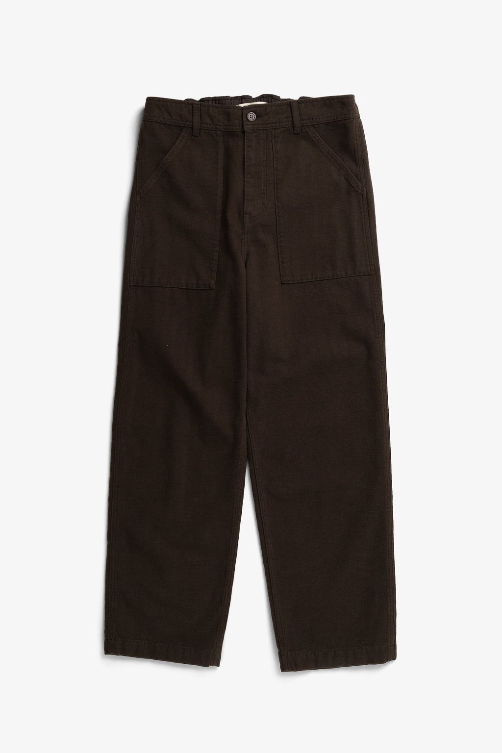 Pantalon en chevron de coton et laine décontracté – Doté de poches de style treillis à l'avant et à l'arrière, d'une braguette zippée et d'une fermeture boutonnée – Doté de poches de style treillis…