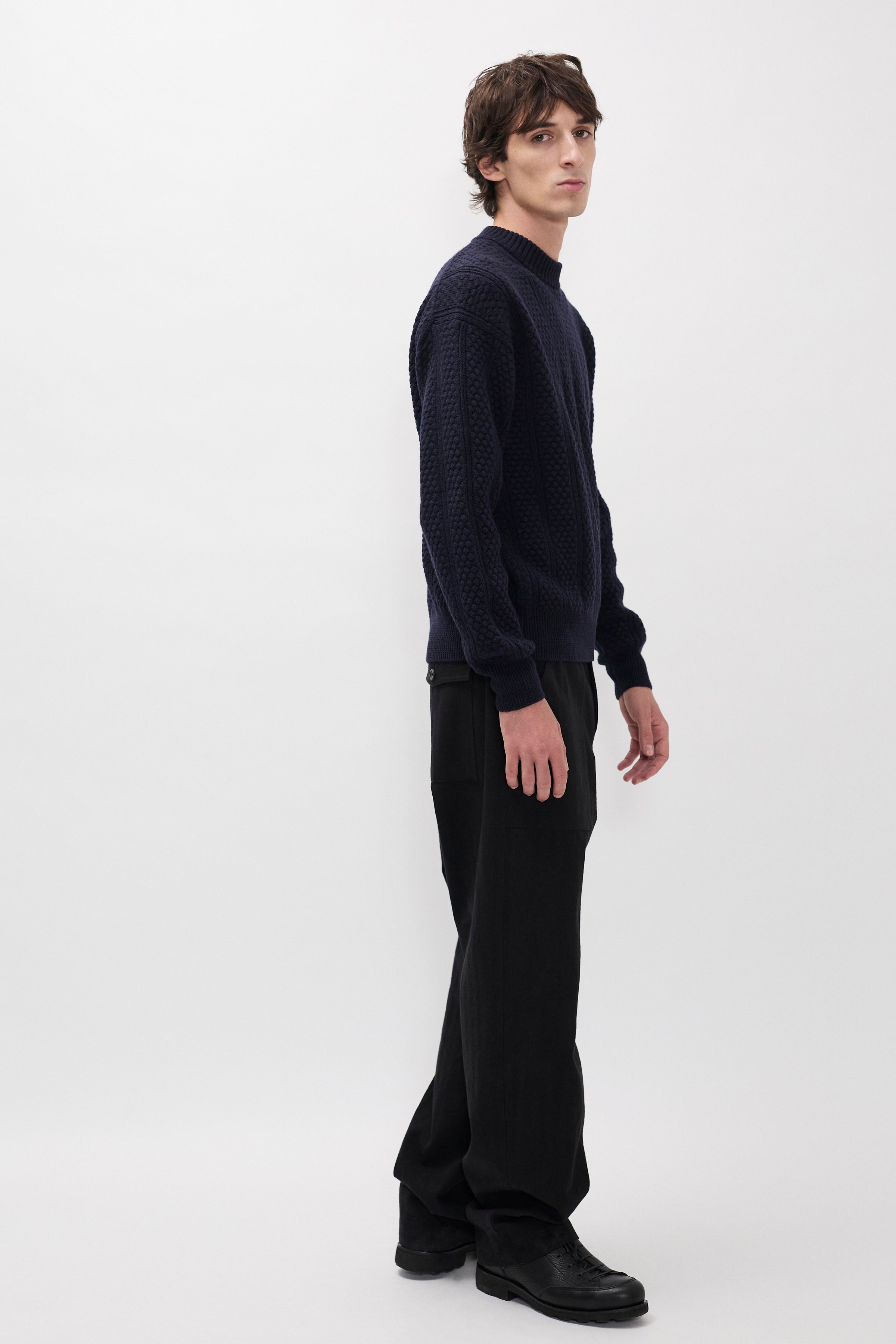 Pantalon en chevrons de coton et laine décontracté – Doté de poches façon « fatigue » à l'avant et à l'arrière, d'une braguette zippée et d'une fermeture boutonnée – Doté de poches façon « fatigue »… #2
