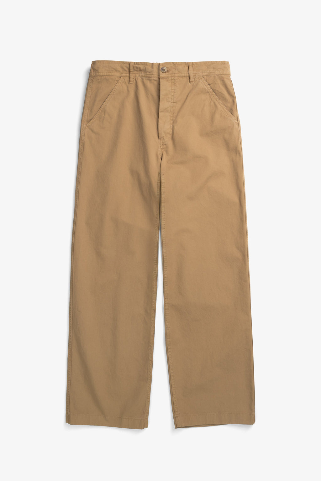 Pantalon en sergé de coton décontracté - Un pantalon élastiqué décontracté, avec une jambe large, confectionné en sergé léger et teint en pièce pour une couleur riche.