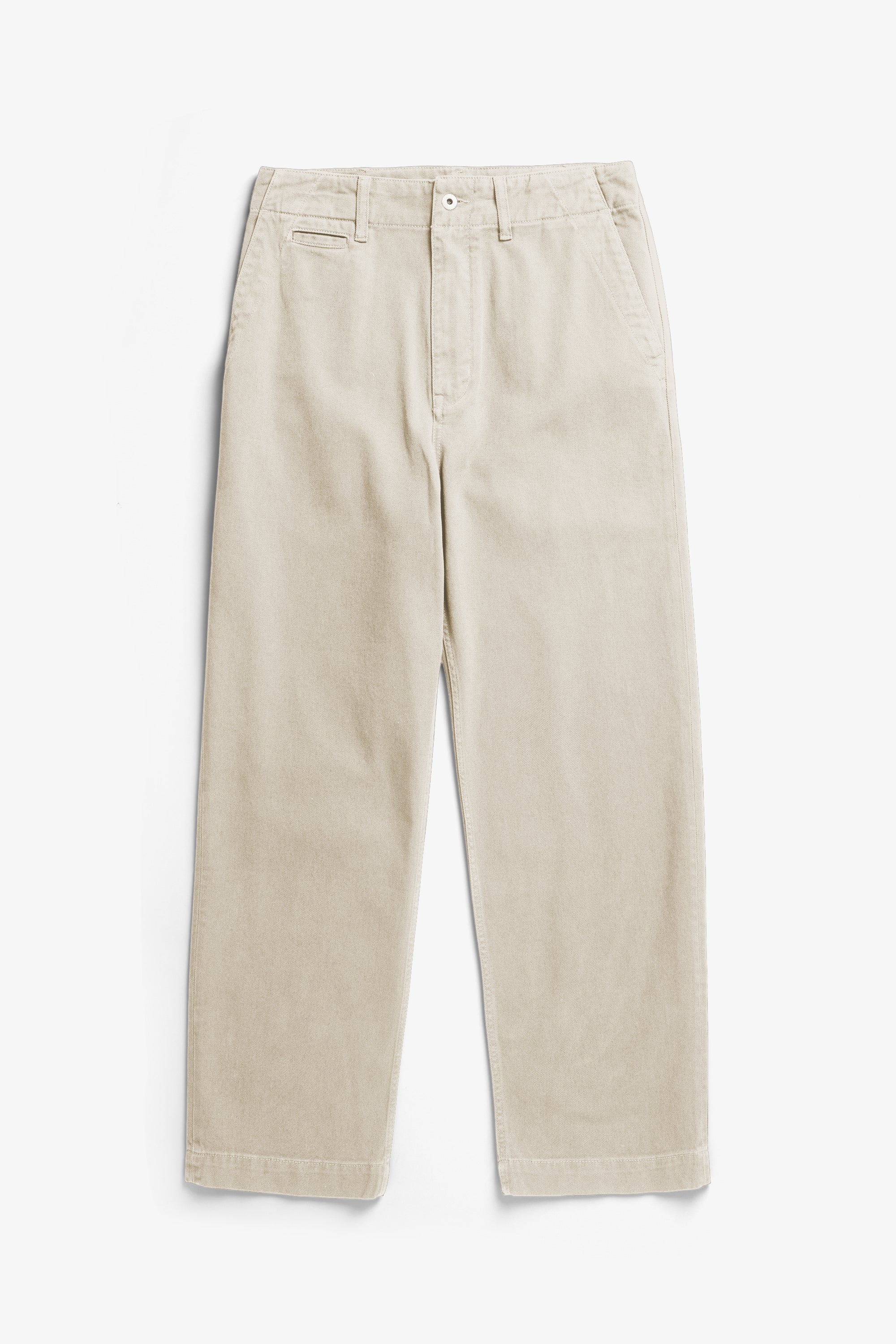 Pantalon en sergé épais – Un pantalon ajusté avec une ceinture montée, une jambe ample et une taille plus haute – Un pantalon ajusté avec une ceinture montée, une ja…