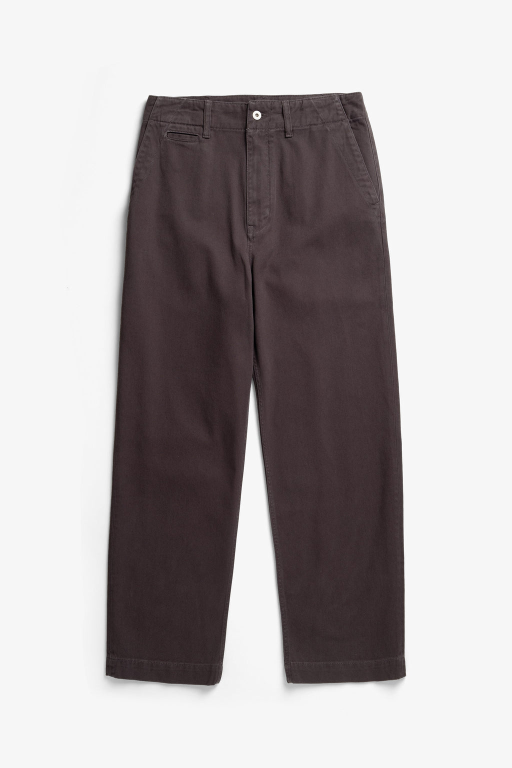 Pantalon en sergé épais - Un pantalon ajusté avec une ceinture montée, une jambe ample et une taille plus haute - Confectionné en sergé épais 3x1 teint en pièce - Un f…