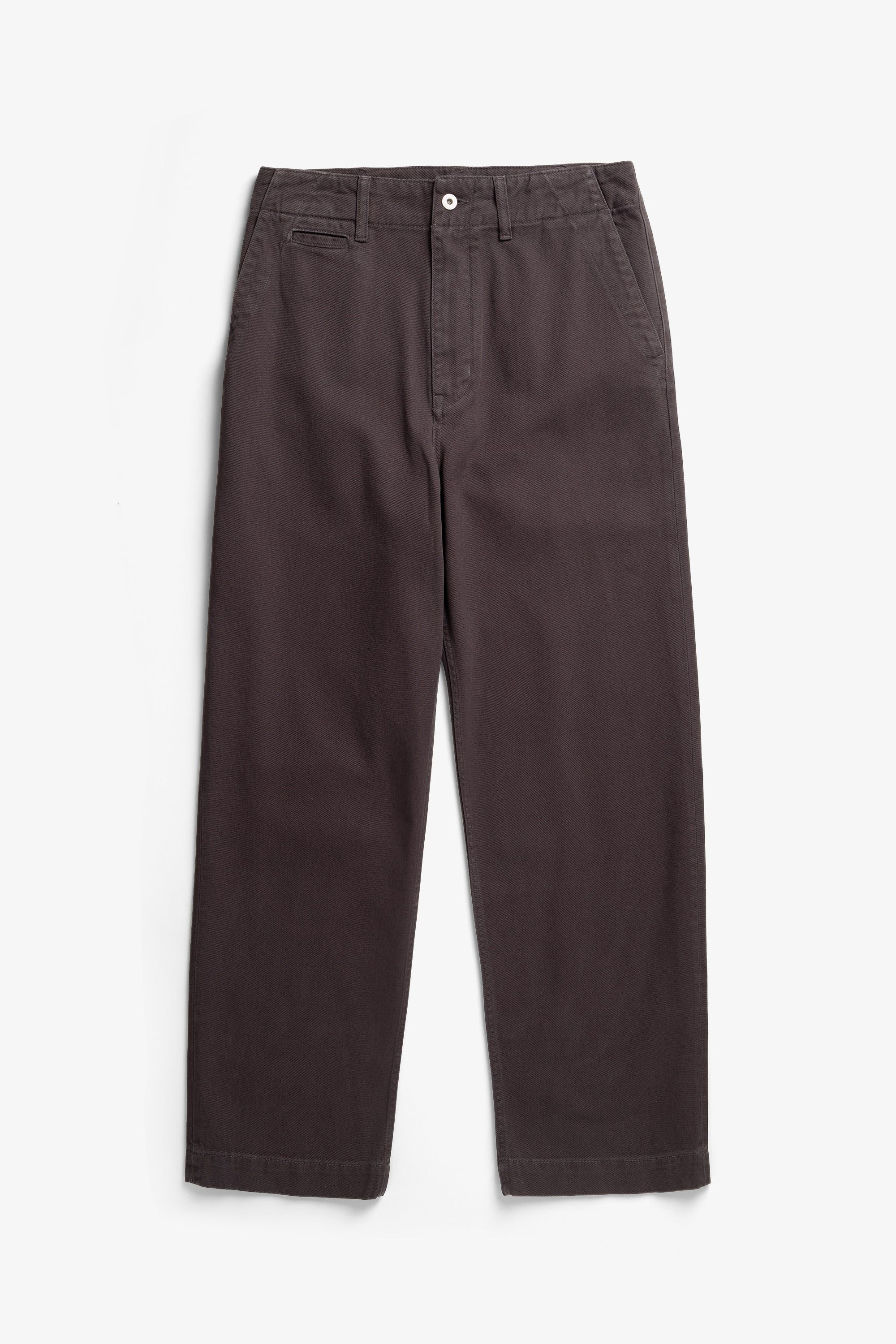 Pantalon en sergé épais - Un pantalon ajusté avec une ceinture montée, une jambe ample et une taille plus haute - Confectionné en sergé épais 3x1 teint en pièce - Un f…