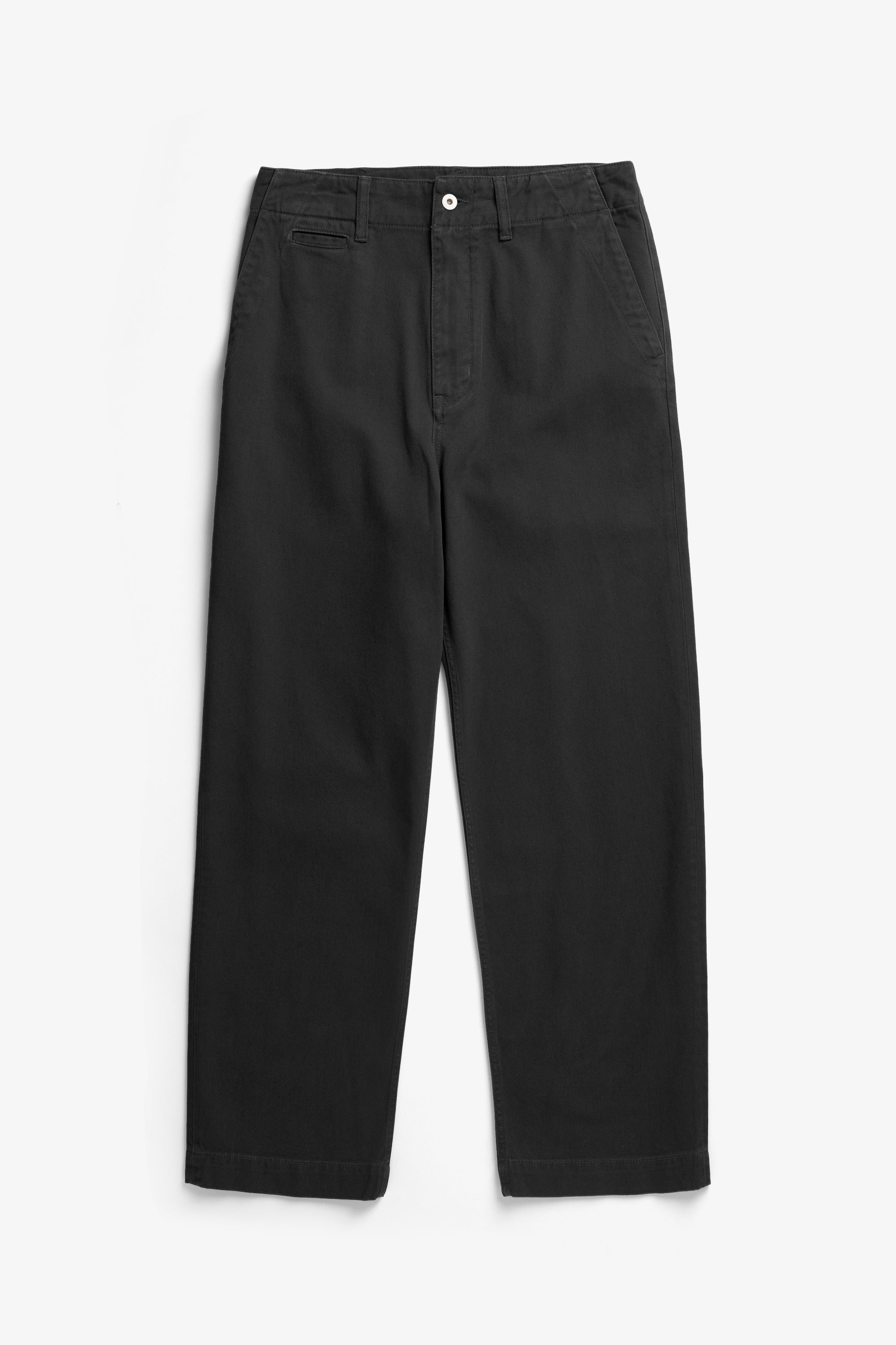 Pantalon en sergé épais - Un pantalon ajusté avec une ceinture intégrée, une jambe ample et une taille plus haute - Finition avec une braguette zippée, une fermeture boutonnée, une poche ticket...