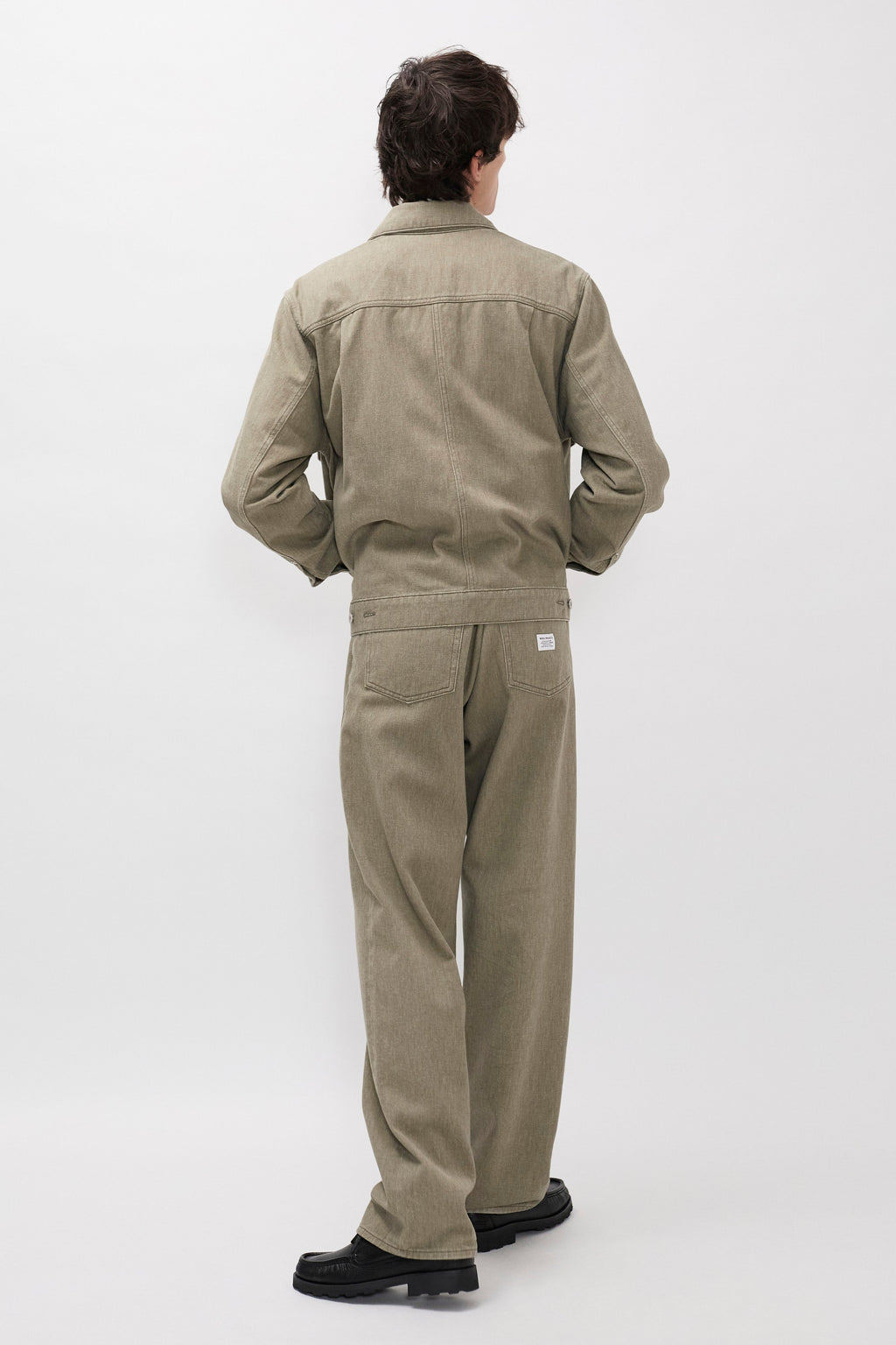 Pantalon sergé décontracté 5 poches teint en réserve - Pantalon cinq poches décontracté en sergé teint en réserve - Pantalon cinq poches décontracté en sergé teint en réserve - Re…