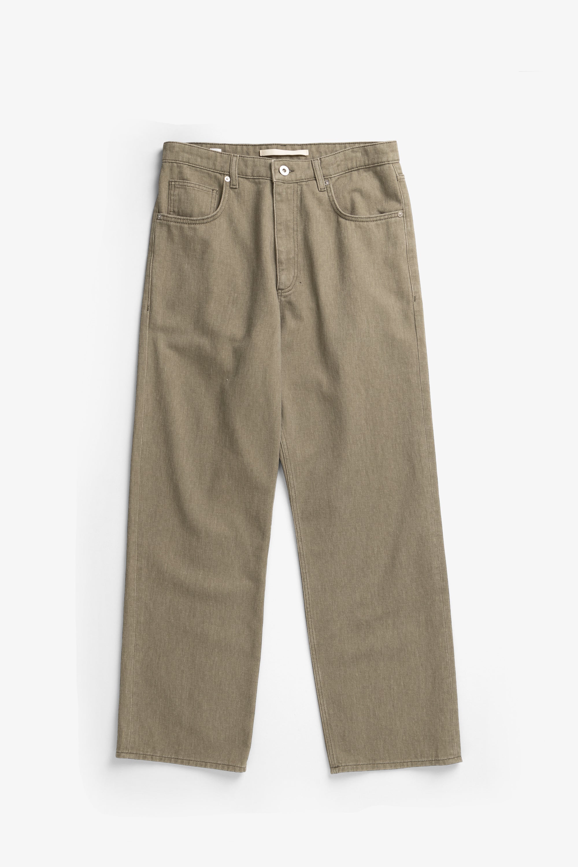 Pantalon sergé décontracté 5 poches teint en réserve - Pantalon cinq poches décontracté en sergé teint en réserve - Pantalon cinq poches décontracté en sergé teint en réserve - Re…