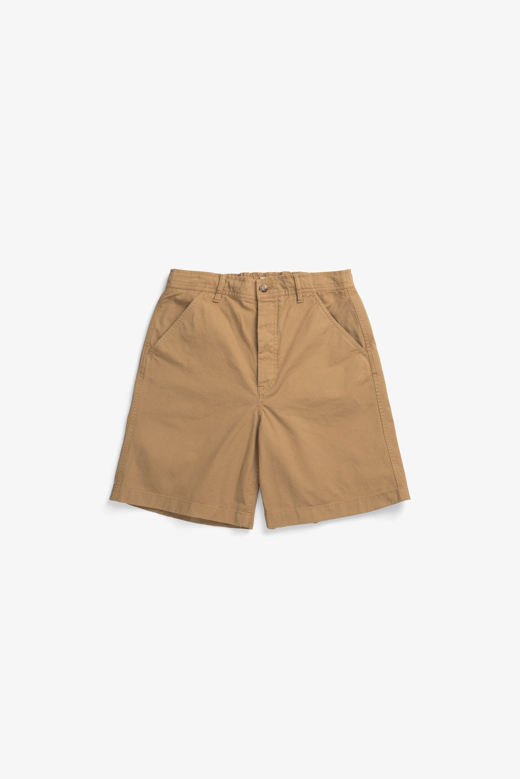 Short en sergé de coton décontracté – Un short élastiqué à la coupe décontractée, doté de jambes larges, confectionné en sergé léger et teint en pièce pour une couleur riche…